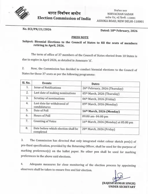 Rajya Sabha election: हरियाणा राज्यसभा चुनाव घोषित: 16 मार्च को मतदान, 5 मार्च तक नामांकन; ये दो सीटें होंगी खाली 6 2 1771392114