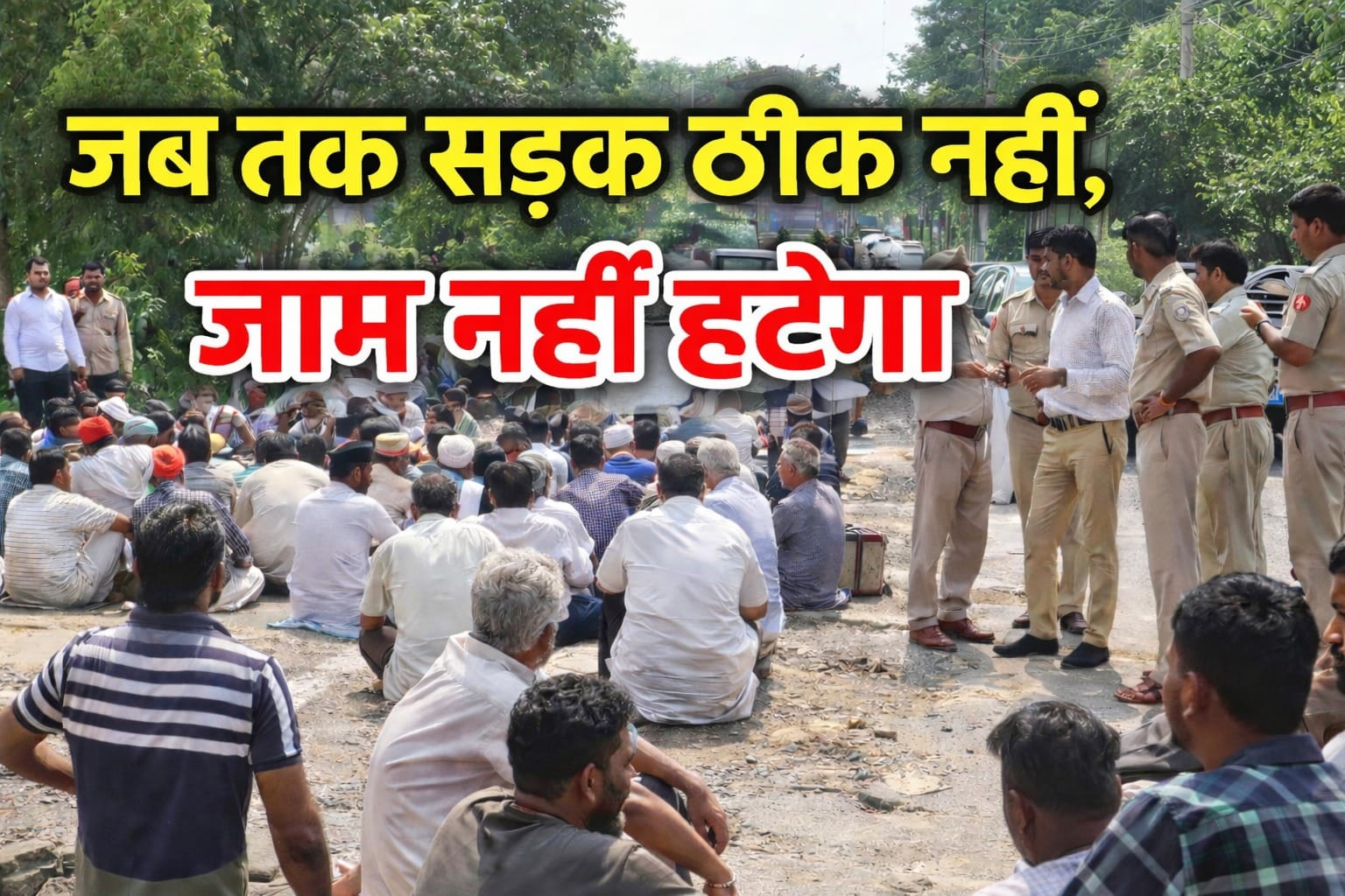 kurukshetra saharanpur state highway : हरियाणा के यमुनानगर में मंगलवार को भारतीय किसान यूनियन (टिकैत) के बैनर तले किसानों ने टूटी हुई सड़क की समस्या को लेकर जोरदार प्रदर्शन किया। किसानों ने कुरुक्षेत्र-सहारनपुर स्टेट हाईवे को जाम कर दिया, जिससे करीब ढाई घंटे तक यातायात पूरी तरह प्रभावित रहा। हाईवे के दोनों ओर वाहनों की लंबी कतारें लग गईं और रोडवेज की करीब छह बसें भी जाम में फंसी रहीं।