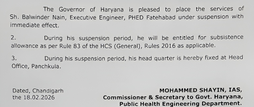 Haryana XEN suspended: हरियाणा के फतेहाबाद में XEN सस्पेंड, पंचकूला किया अटैच, जानिए पूरा मामला 6 Web Photo Editor