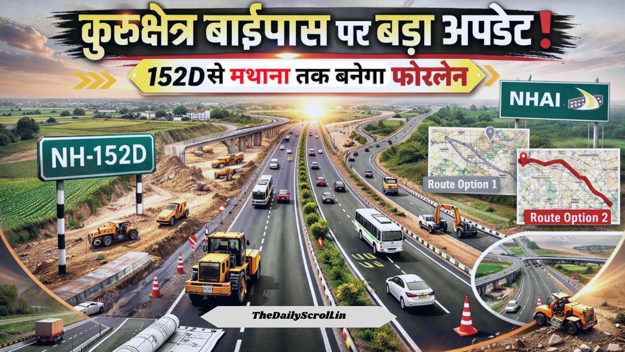 Kurukshetra Bypass: कुरुक्षेत्र बाईपास पर बड़ा अपडेट!, NHAI ने सरकार को दिए 3 रूट—152D से मथाना तक जल्द शुरू होगा फोरलेन